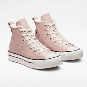 Converse Ctas Eva Life Hi Girls Mauve/White Leather Skate Shoes